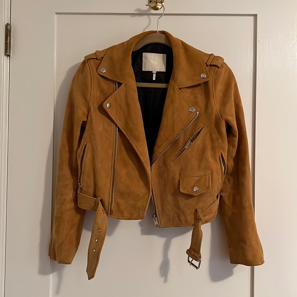 Maje camel color Suede Motorcycle Jacket (size 38) - medium womens US